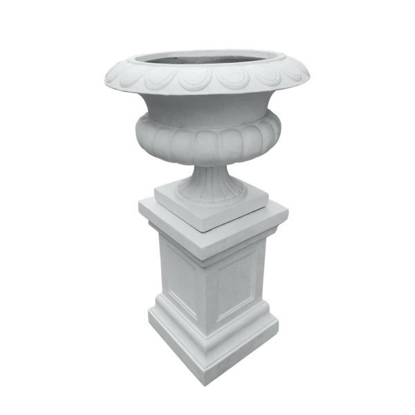 Stonelite Classic Urn and Classic Pedestal White on White