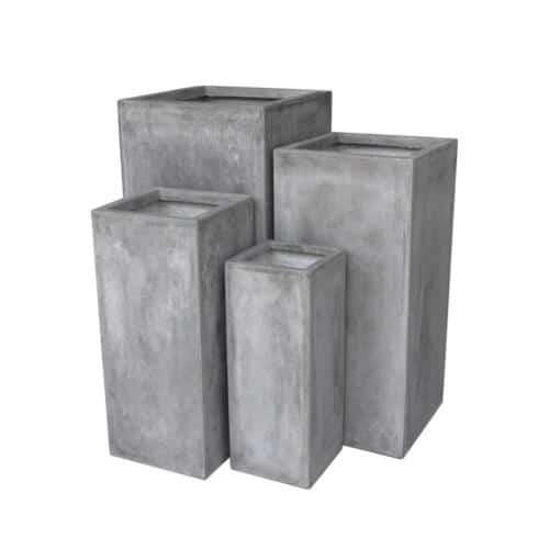 StoneLite Tall Square Pot cement