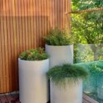Line Stonelite Tall Cylinder white with plants