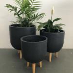 Cup Tripod Retro Black Terrazzo plant pots