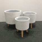 Cylinder Tripod White Terrazzo planter pot